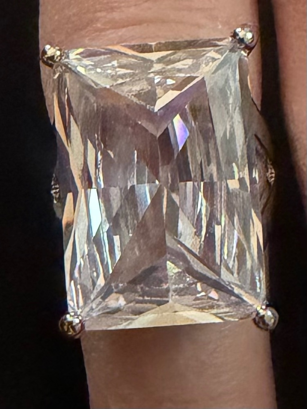 Source Unknown Clear Emerald-Cut Statement Ring